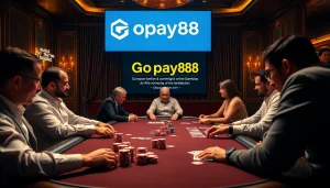 Players betting at a poker table, showcasing Gopay88 for seamless online transactions.