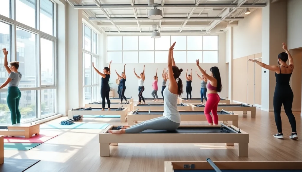 台東区のスタジオでピラティスに取り組む参加者たち
