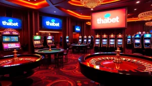 Engaging in thrilling gameplay at thabet's vibrant online casino with roulette and slot machines.