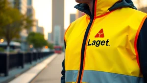 Šviesą atspindinti liemenė su logotipu rodomoje gyvoje lauko scenoje, pabrėžianti saugumą ir matomumą.