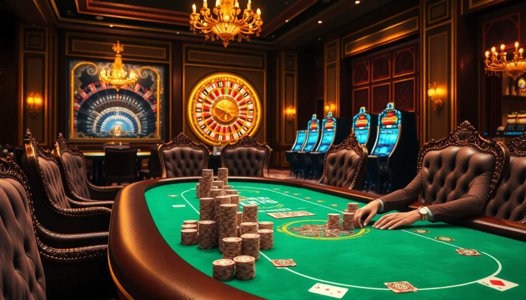 Experience the excitement of high-stakes gaming at go8s.bio/, featuring luxurious poker tables and vibrant slot machines.