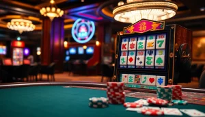 Engage with the mahjong slot demo in a vibrant casino environment featuring colorful tiles and exciting gaming elements.