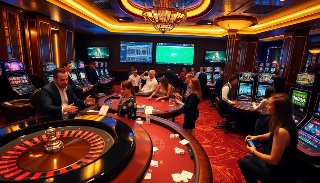 Những người chơi cá cược tận hưởng không khí hồi hộp của một sòng bạc trong khi sử dụng ứng dụng Bet VIP để đặt cược và theo dõi các trò chơi.