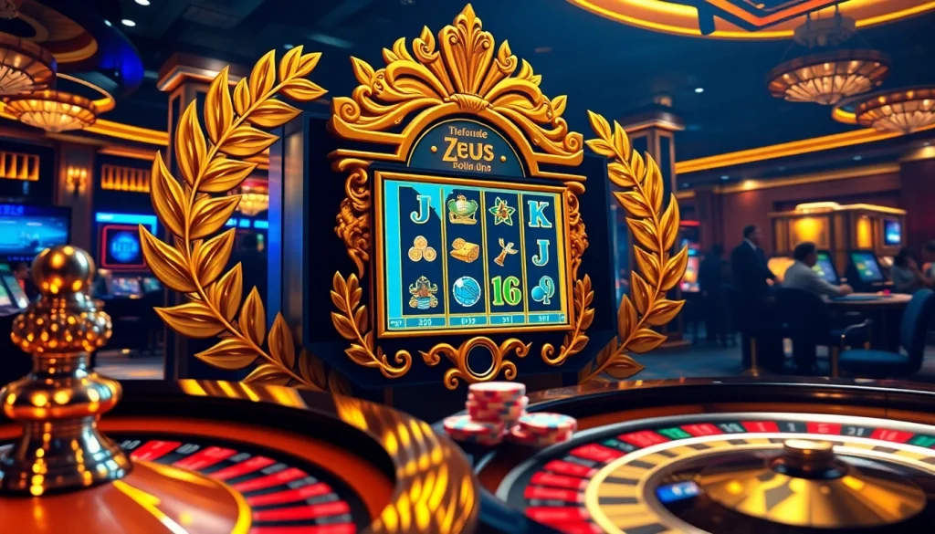 Spin the reels of the Olympus slot in a vibrant casino scene filled with excitement.