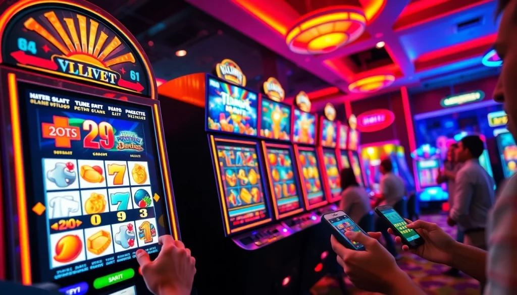 Slot depo 1000 di mesin slot digital dengan grafis cerah dan suasana permainan yang meriah.