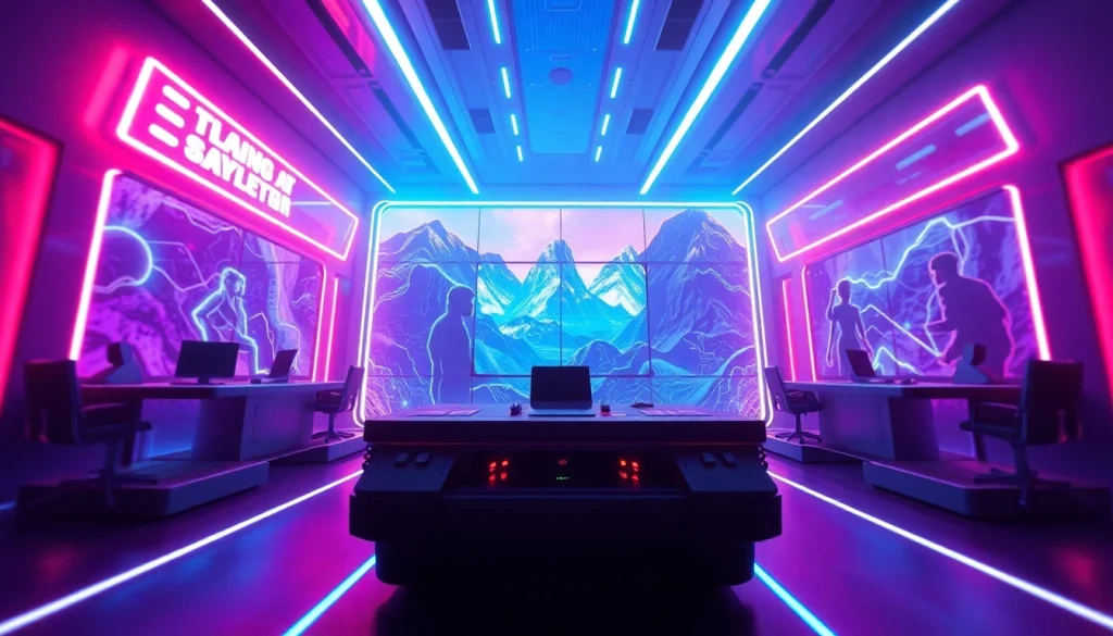 Engaging scene depicting AI-generated characters in porn games ai amid a futuristic gaming environment.