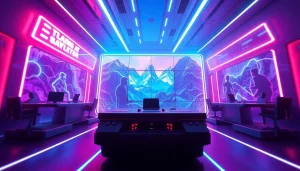 Engaging scene depicting AI-generated characters in porn games ai amid a futuristic gaming environment.