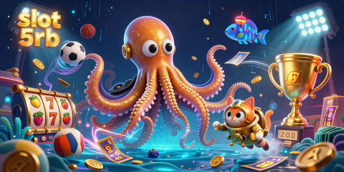 Experience the excitement of slot 5rb with dynamic 3D illustrations of sinking treasures and gaming elements.